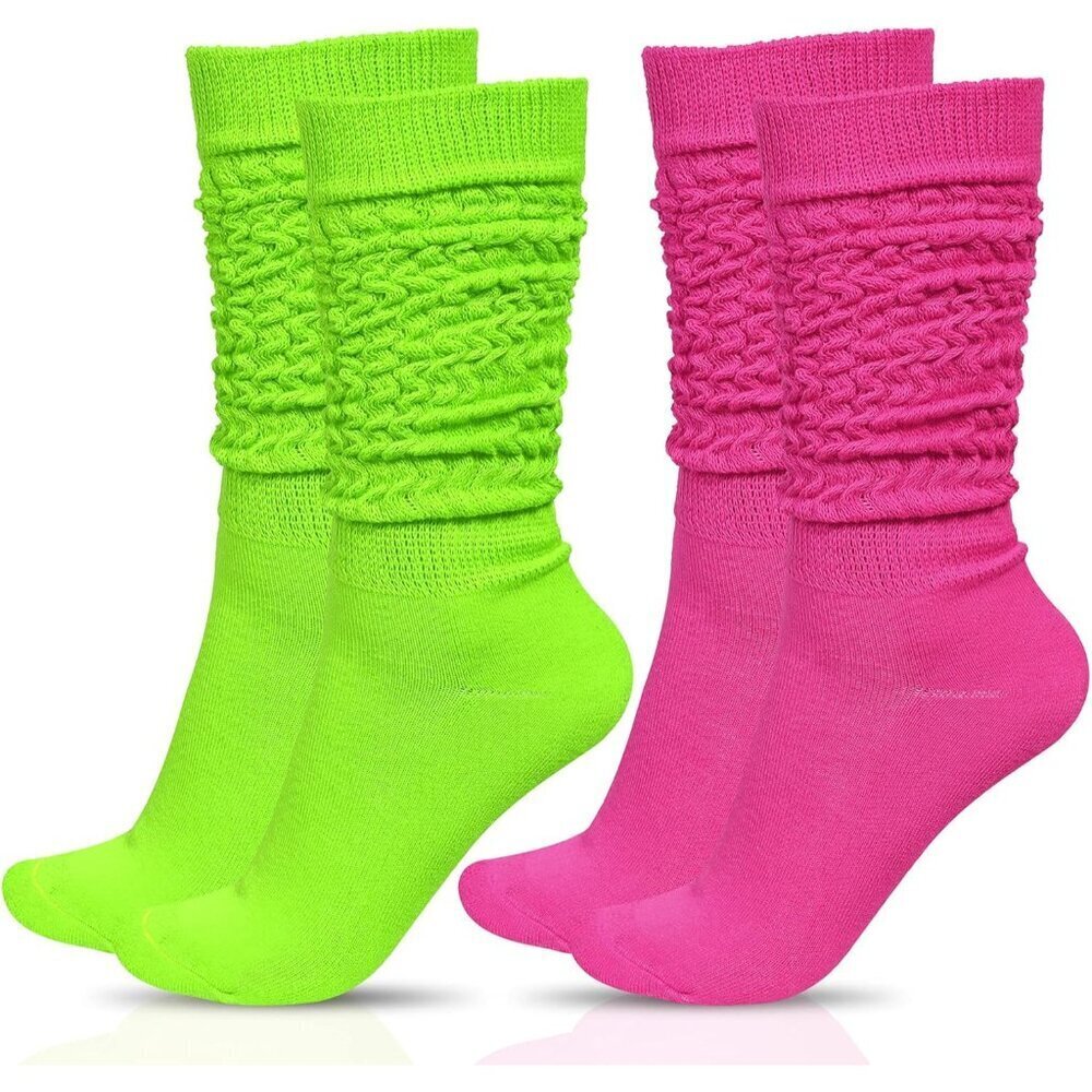 Neon Slouch Socks Women's Soft Long Retro 80s 90s Halloween Gift